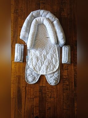 Gray and White Star & Cloud Infant Seat Liner with Strap Covers